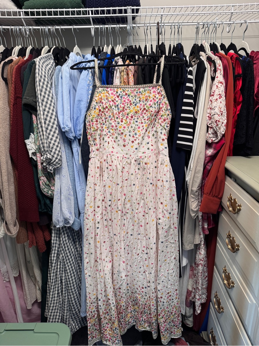 White Floral Maxi Sundress with Multi-Color Print